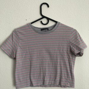 Brandy Melville Striped Cropped T shirt